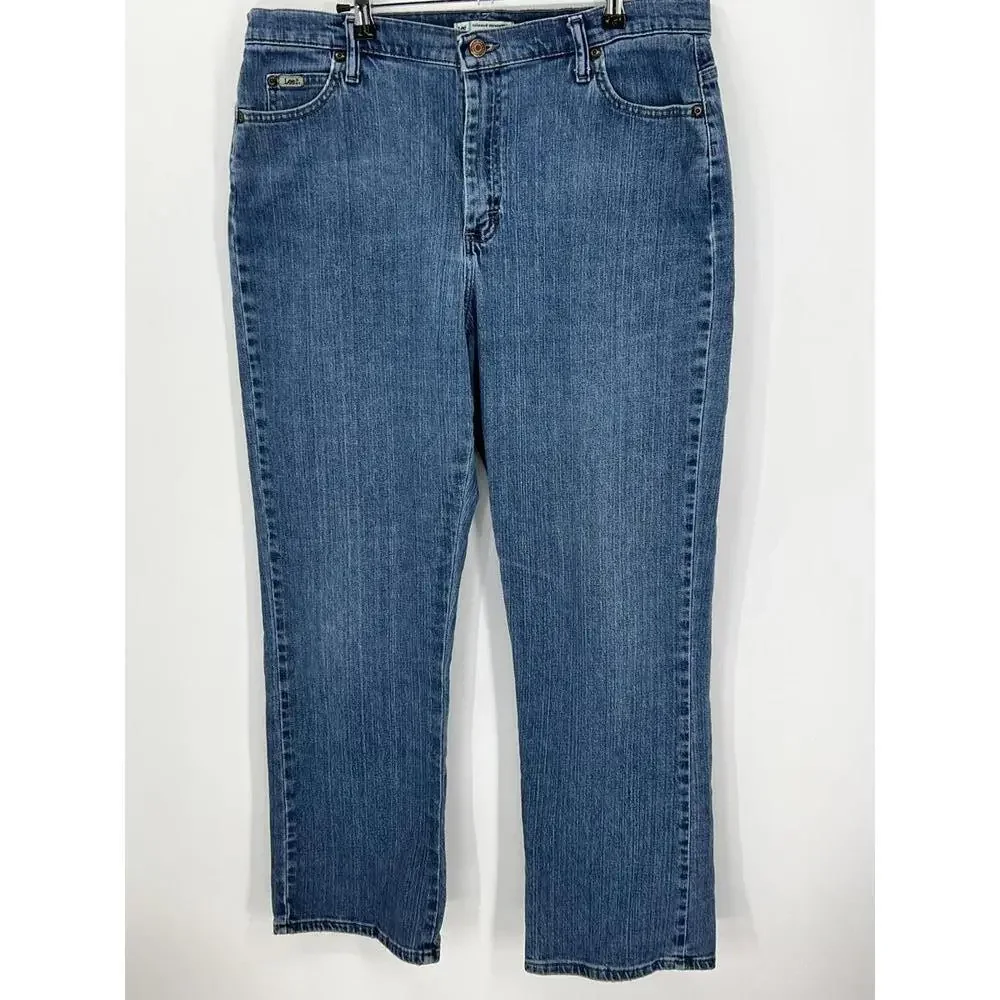 Relaxed Straight Leg Jeans Size 16 Medium Cotton Blend Lee